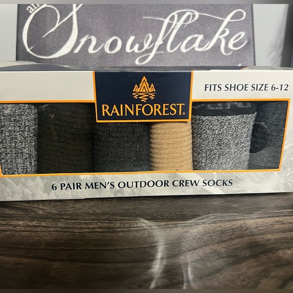 NIB-Rainforest 6 Pairs Mens Outside Socks - Picture 1 of 4